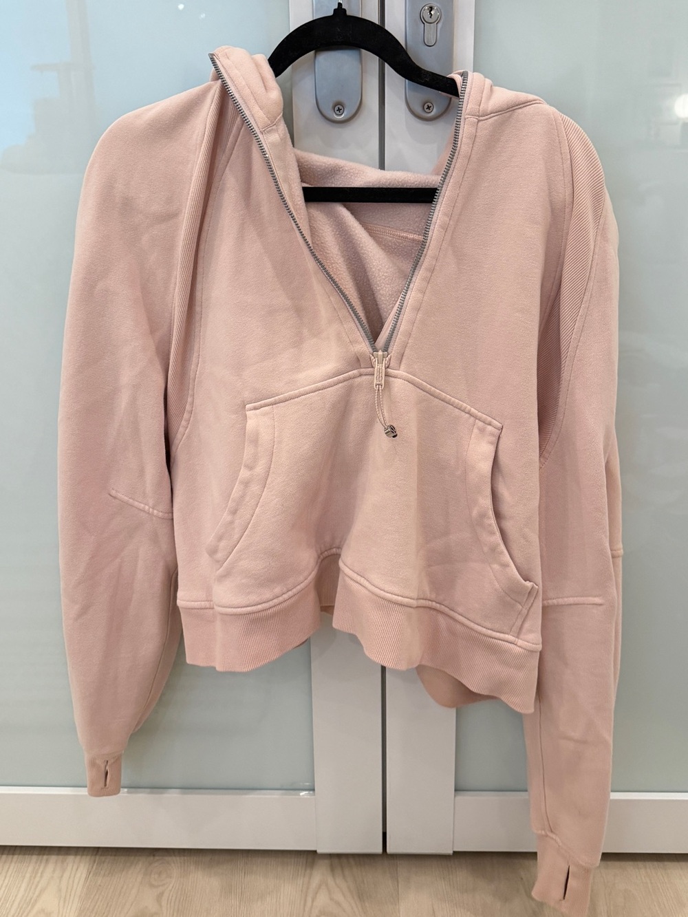 lululemon athletica Cropped Half-Zip Hoodie in Light Blush Pink XL/XXL